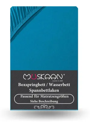 Produktbild von Premium Jersey Spannbettlaken 180x200 cm - 200x220 cm + 40 cm Boxspringbett mit Elasthan petrol