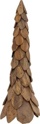 Image de vidaXL Sapin de Noël avec support Marron 111 cm Bois massif Teck