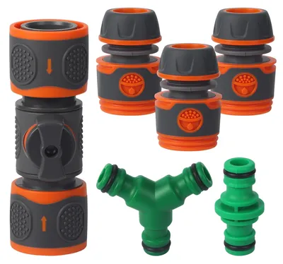 Produktbild von Schlauchverbinder 6 Stück Schlauchkupplung 1/2 Zoll, gartenschlauch Kupplungs Satz, Doppelstecker kupplung, Garten Wasserstop Zubehör für Gartenschlauch, Schlauchanschluss für Familie Gartena (A)