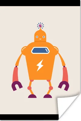 Produktbild von MuchoWow® Poster Roboter - Antenne - Orange - Blitzschlag - Junge - Kinder 120x160 cm - Wandbilder