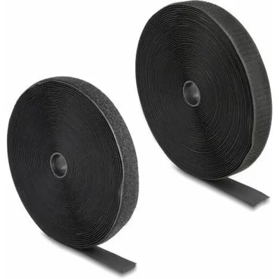 Produktbild von DeLOCK Strapazierfähiges Klettband mit Haft- und Flauschband L 15 m x B 25 mm schwarz, Nylon, Polyester, Schwarz, 25 mm, 15 m, Polybag