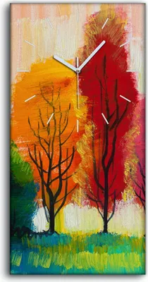 Produktbild von Wohnzimmer-Bild Leinwand Uhr Kunstdruck 30x60 Bäume malen künstlerischen Kunst - weiße Hände