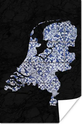 Produktbild von MuchoWow® Poster Karte - Niederlande - Delfter Blau 40x60 cm - Plakate für die Wand - Poster Babyzimmer