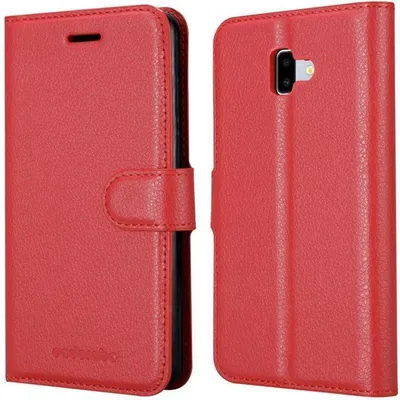 Obrázok produktu pre Cadorabo Puzdro pre Samsung Galaxy J6 PLUS Ochranné puzdro v červenej farbe Puzdro na mobil s magnetickým zatváraním