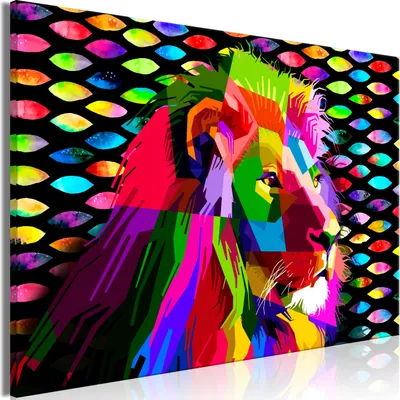 Produktbild von Italienischer Leinwand Leinwandbild - Rainbow Lion (1 Part) Wide 30x20 cm Für Kinder g-C-0083-b-a