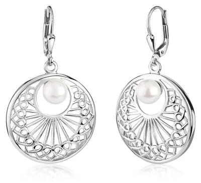 Produktbild von MATERIA by Matthias Wagner Damen Ohrringe Perle 925 Silber mit Brisuren rhodiniert rund SO-331