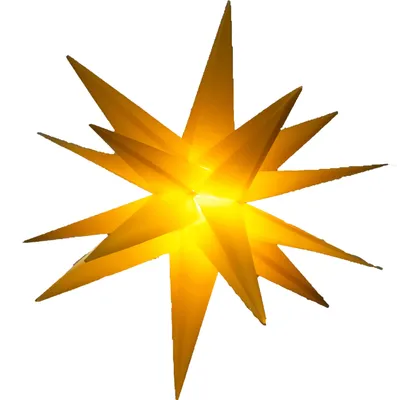 Produktbild von FHS LED Stern Kunststoff gelb Ø 25 cm | warmweiße LED | Batteriebetrieben 2x AA | Timer 6/18h | IP44 für Innen & Außen | Weihnachtsdeko wetterfest langlebig