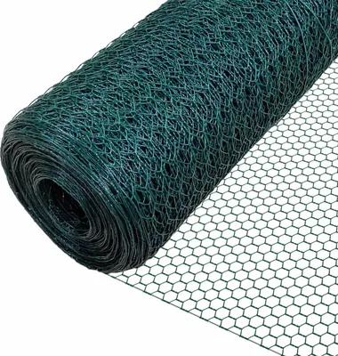 Produktbild von VOUNOT® Drahtzaun Sechskantgeflecht, Maschendrahtzaun, 1x25m, Maschenweite 25mm, PVC-Beschichtet Grün