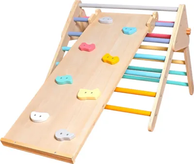 Produktbild von Pikler Dreieck mit Rutsche 2-in-1 GINGER HOME, Kletterdreieck aus Holz, Montessori
