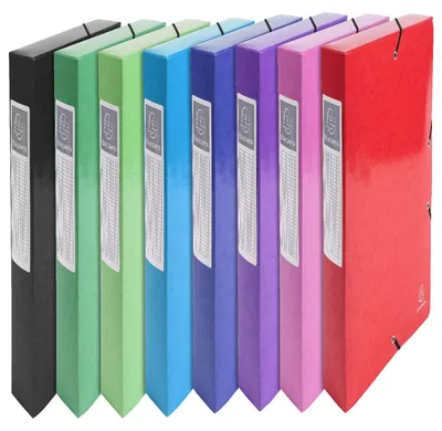 Produktbild von Exacompta 8x Archivbox Karton 600g/qm Rücken 60mm + Etikett A4 sortiert 50629E
