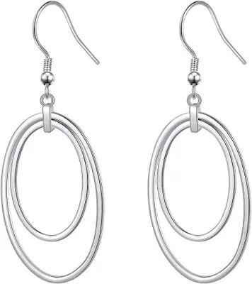 Immagine prodotto di Orecchini a cerchio doppio, in argento sterling S925, per donne e ragazze