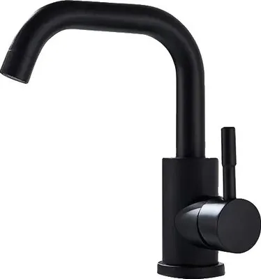 Immagine prodotto di Rubinetto per lavabo, acciaio inossidabile, rotazione a 360 gradi, nero corto A
