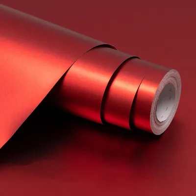 Productafbeelding van Rood mat cadeaupapier rol - 43 cm x 12 m effen kleur verjaardags inpakpapier voor bruiloft - Verjaardag - Feest - Festival cadeau decoraties
