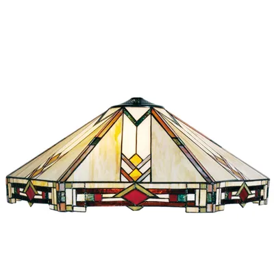 Produktbild von Clayre & Eef Lampenschirm Tiffany Ø 58x23 cm Beige Rot Glas