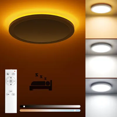Image de Plafonnier LED - Éclairage - Ambiance lumineuse - Avec veilleuse - 22 cm - Blanc