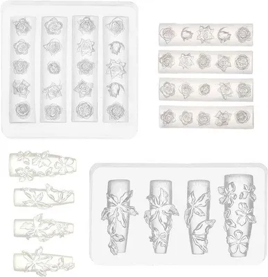 Imagen del producto de Juego de 2 aplicadores de silicona para decoración de uñas - Diseño floral - Decoración de uñas "hazlo tú mismo" - Accesorios para manualidades