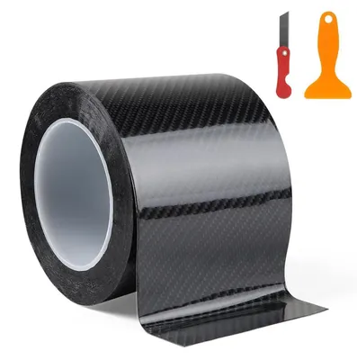 Produktbild von Carbon Folie Auto Schwarz Glänzend 10cm x 10m Lackschutzfolie Selbstklebend