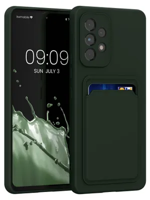 Produktbild von kwmobile Handyhülle für Samsung Galaxy A53 5G Hülle mit Kartenfach - TPU Case - Kabelloses Laden - Schutzhülle Cover in Dunkelgrün