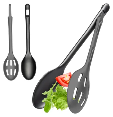 Salatbesteck 2-teilig, matt schwarz, Kunststoff, 32 cm