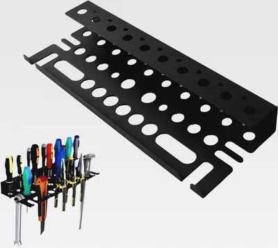 Produktbild von Wandmontierter Werkzeug-Organizer 40cm Wandmontierter Werkzeughalter Metall Werkzeuglagerregal für Schraubendreher,Schraubenschlüssel,Hammerständer,Handwerkzeug für Werkstatt, Schuppen, Gara