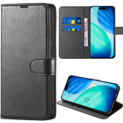 Image de Coque pour iPhone 17, Protection Intégrale Antichoc Anti-Rayures Cuir Synthétique - Noir