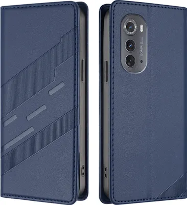 Image de Etui pour Motorola Edge 2022, étui portefeuille en cuirPolyuréthaneavec fente pour cartes et fonction stand Blau
