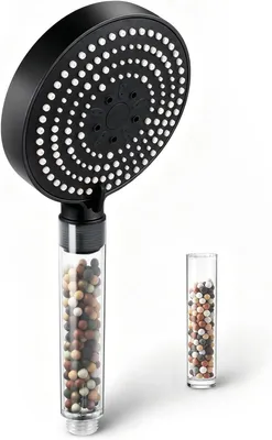 Produktbild von Handduschkopf mit Filter, 13 cm Durchmesser, 6 Strahlarten, wasserersparend, für hartes Wasser