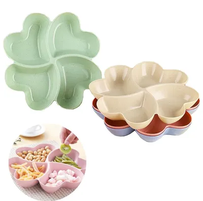 4er-Set Snackschalen mit 4 Fächern, Kunststoff, 22 cm