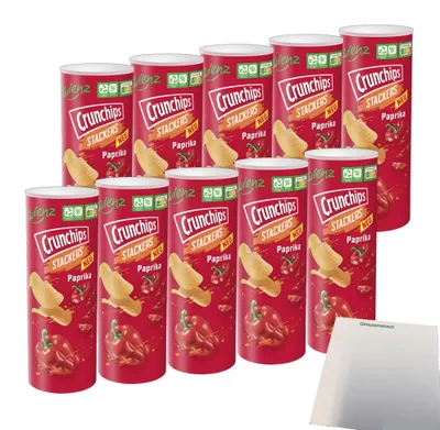Produktbild von Lorenz Crunchips Stackers Paprika VPE (10x175g Dose) + usy Block