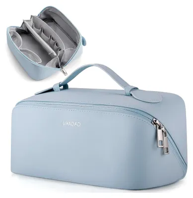 Produktbild von Kosmetiktasche für Damen, große Kulturbeutel für Reisen, Schminktasche in Blau