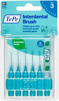 Image de Brosse interdentaire bleue 0,6 mm blister 6 pièces.