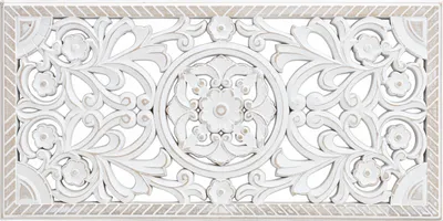 Produktbild von Wand Deko Ornament 61x30 cm - Shabby weiß - Deko Hänger länglich
