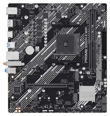 Obrázek produktu pro ASUS PRIME B550M-K WIFI, AMD, Socket AM4, AMD Ryzen 5000 Series, AMD Ryzen 4000 Series, AMD Ryzen 3000 Series, DDR4-SDRAM, 64 GB, DIMM