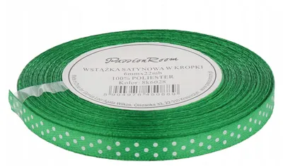 Produktbild von PassionRoom_pl Satinband mit Punkten Grün 6mm Dekorativ