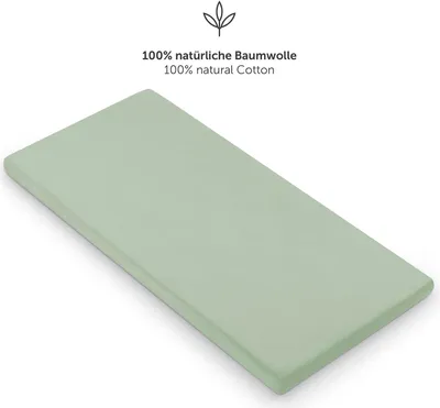 Produktbild von Laleni 2er-Set Spannbettlaken Babybett Kinderbett 60x120-70x140 cm -  , 100% Baumwolle, atmungsaktives Spannbetttuch Jersey Baby, 135 g/m², Summer Green - grün