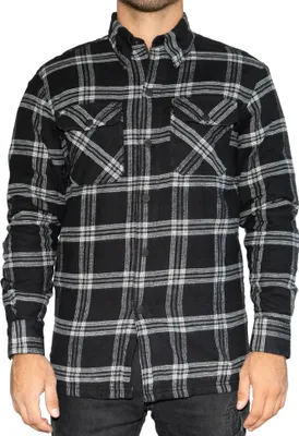 Image de Chemise moto BRUBAKER Veste - Chemise de protection avec doublure en aramide et poches de protection - aspect bûcheron - carreaux noir blanc - XL