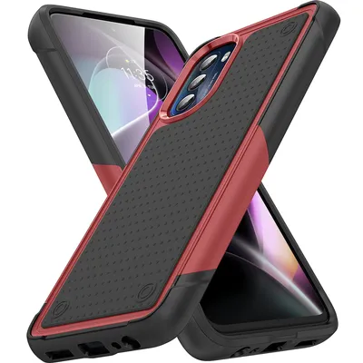 Obrázek produktu pro Pouzdro pro Motorola Moto G (2022), vojenská kvalita, nárazuvzdorné hybridní 2v1 tvrdý PC a měkký TPU pouzdro červené černé