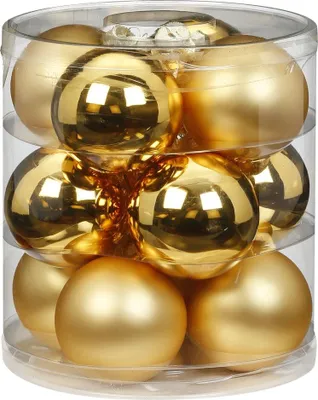 Produktbild von Weihnachtskugeln Glas 8cm, 12 Stück, Farbe:Inkagold glanz / matt