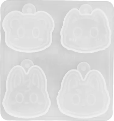 Produktbild von Harzformen DIY, Tierkopf-Formen, 4-fach, wiederverwendbar, für Anhänger & Schmuck, transparent