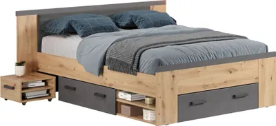 Produktbild von Follow SZ:Ko.+Fr.Artisan Eiche Melamin,Abs.Fr.+Kopfteil Matera Melamin,Doppelbett inkl.2 Nachttische