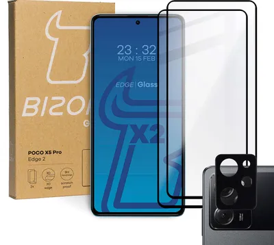 Produktbild von 2x Glas + Kameraobjektiv BIZON Edge 2 für Poco X5 Pro