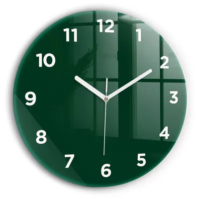 Obrázok produktu pre Wallfluent Hodiny - Okrúhle Sklenené Nástenné Hodiny - Tichý Quartz Strojček - Dekorácia Na Stenu V Spálni - Biele Hodinové Ručičky - 30cm - Farba fľaše zelená