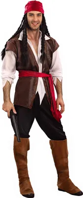 Produktbild von Seeräuber-Karneval-Kostüm für Herren braun-weiss-rot Small