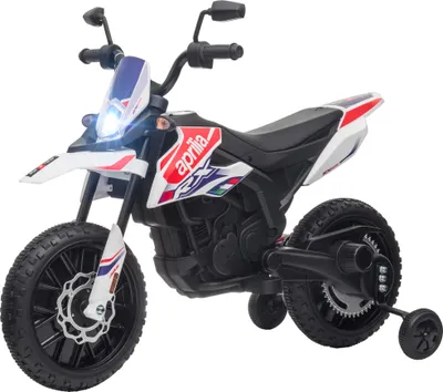 Produktbild von 12V Kinder-Motorrad mit Stützrädern, LED-Lichtern, Musik, USB, Elektro-Motorrad für Jungen und Mädchen, Weiß