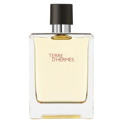 A product shot of a bottle of Terre D'Hermes eau de Toilette.
