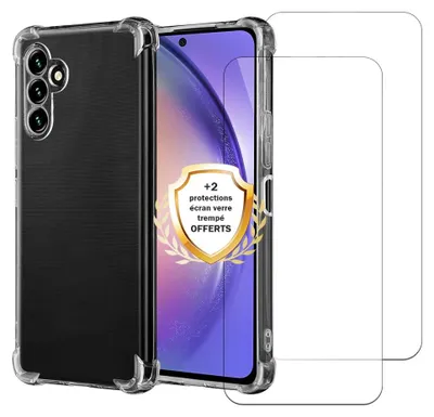 Image de Coque antichoc compatible Galaxy A54 Transparente + 2 protections écran - EVETANE