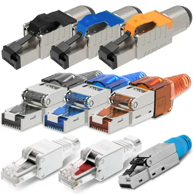 Produktbild von Netzwerk Stecker RJ45 CAT6 CAT6a Cat7 CAT8 CAT8.1 Netzwerkstecker WerkzeuglosAuswahl:Stecker CAT7 Orange;Menge:1 Stück