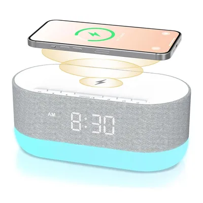 Produktbild von Wecker,Digitalwecker,Wecker Digital mit Licht,15W Kabellose Aufladung für iPhone/Samsung,Bluetooth Speaker,9 Farbiges Nachtlicht,Temperatur Anzeigen