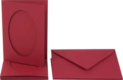 Produktbild von Passepartoutkarten "Oval", DIN A6, 220g/m², 10-tlg. Dunkelrot