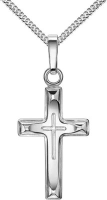 Produktbild von Kreuz in Kreuz-Anhänger Silberkreuz Jesus Christus für Damen 925 Silber Mit Kette Länge 60 cm